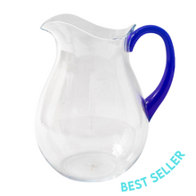 Load image into Gallery viewer, Caspari Jug in clear with cobalt handle