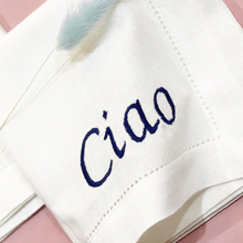 Load image into Gallery viewer, Custom Embroidered Linen Placemat (9+ letters)