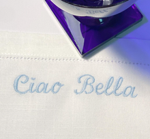 Load image into Gallery viewer, Custom Embroidered Linen Placemat (9+ letters)