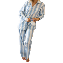 Load image into Gallery viewer, Blue Stripe Pyjama Long Sleeve Set

