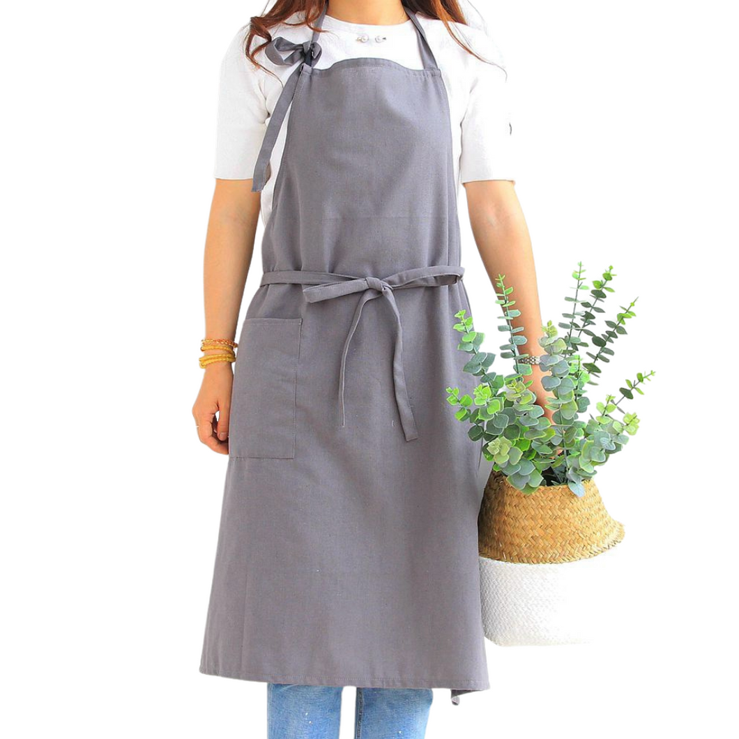 'Say My Name' Custom Embroidered Cotton Apron - Grey