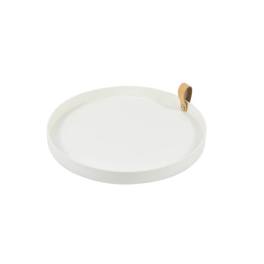 Jasper Round Tray - White