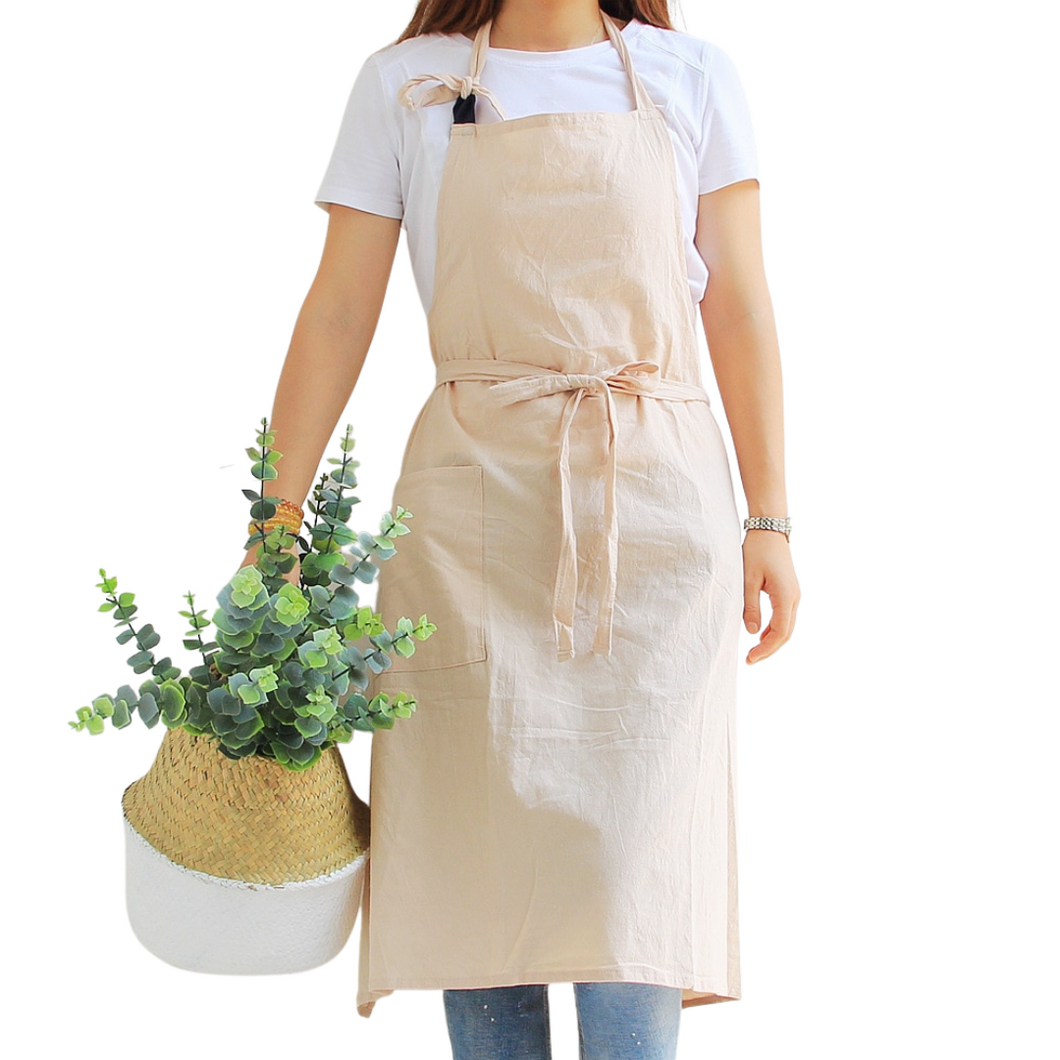 'Say My Name' Custom Embroidered Cotton Apron - Beige