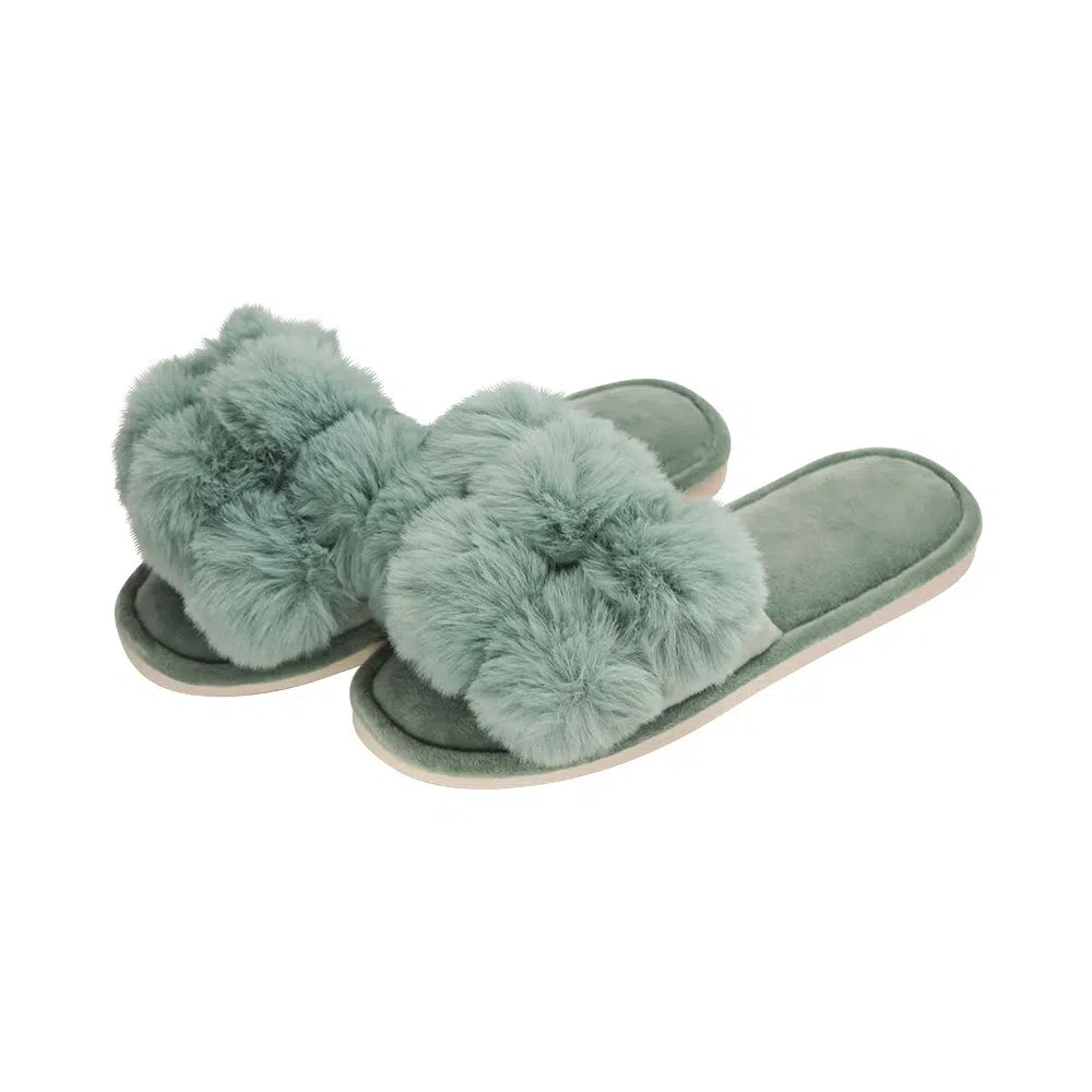 Pom Pom Slippers - Sage