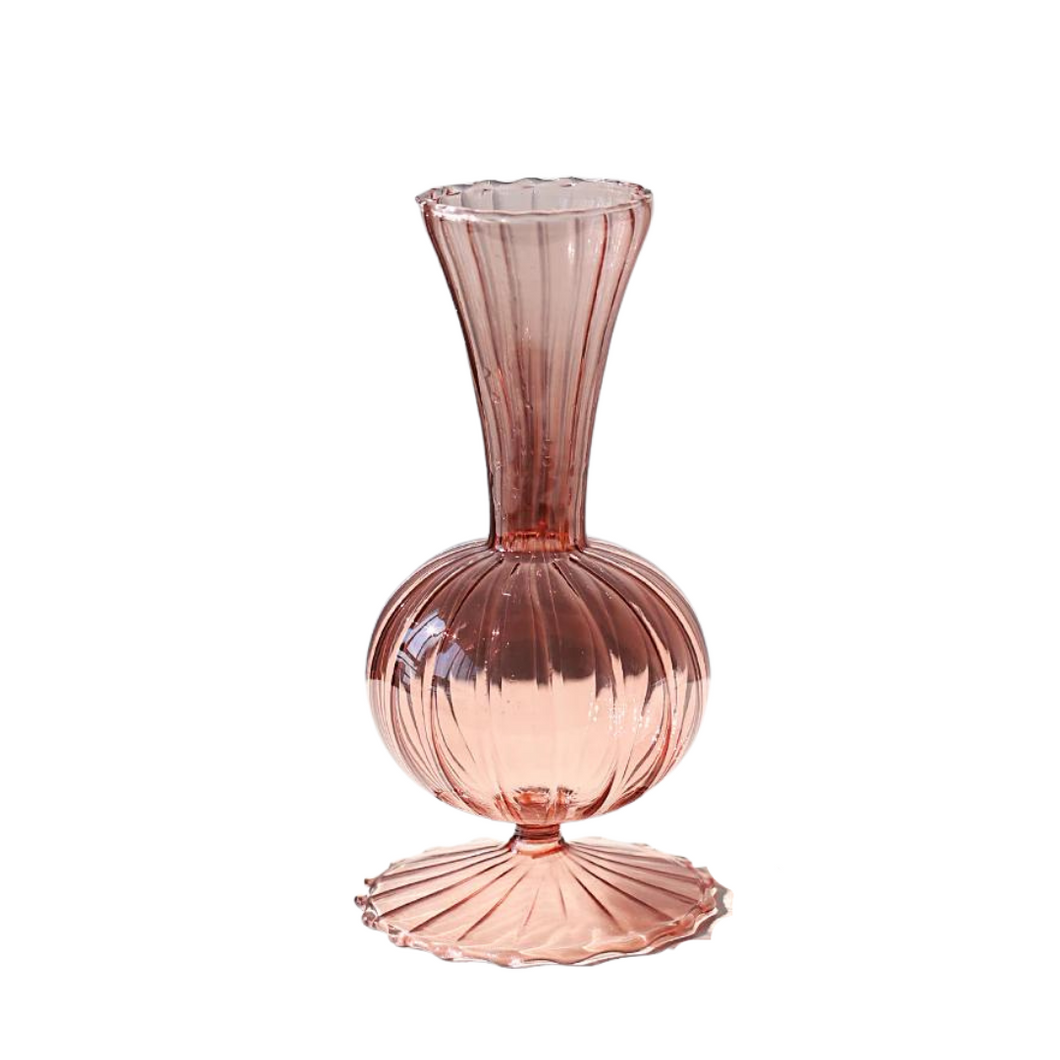 Riviera Footed Glass Vase - Blush Pink