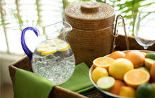 Load image into Gallery viewer, Caspari Jug in clear with cobalt handle
