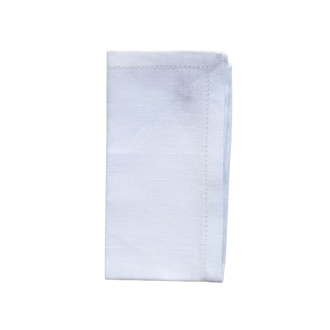 Custom Embroidered Linen Napkin Optical White